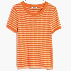 Madewell Ringer Sweater Tee in Neon Stripe Large NWT